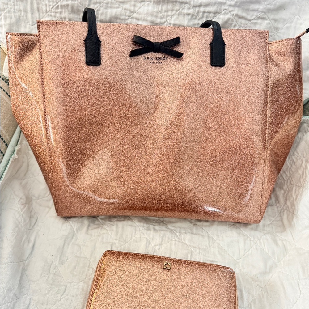 Kate Spade Rose Gold Glitter Tote